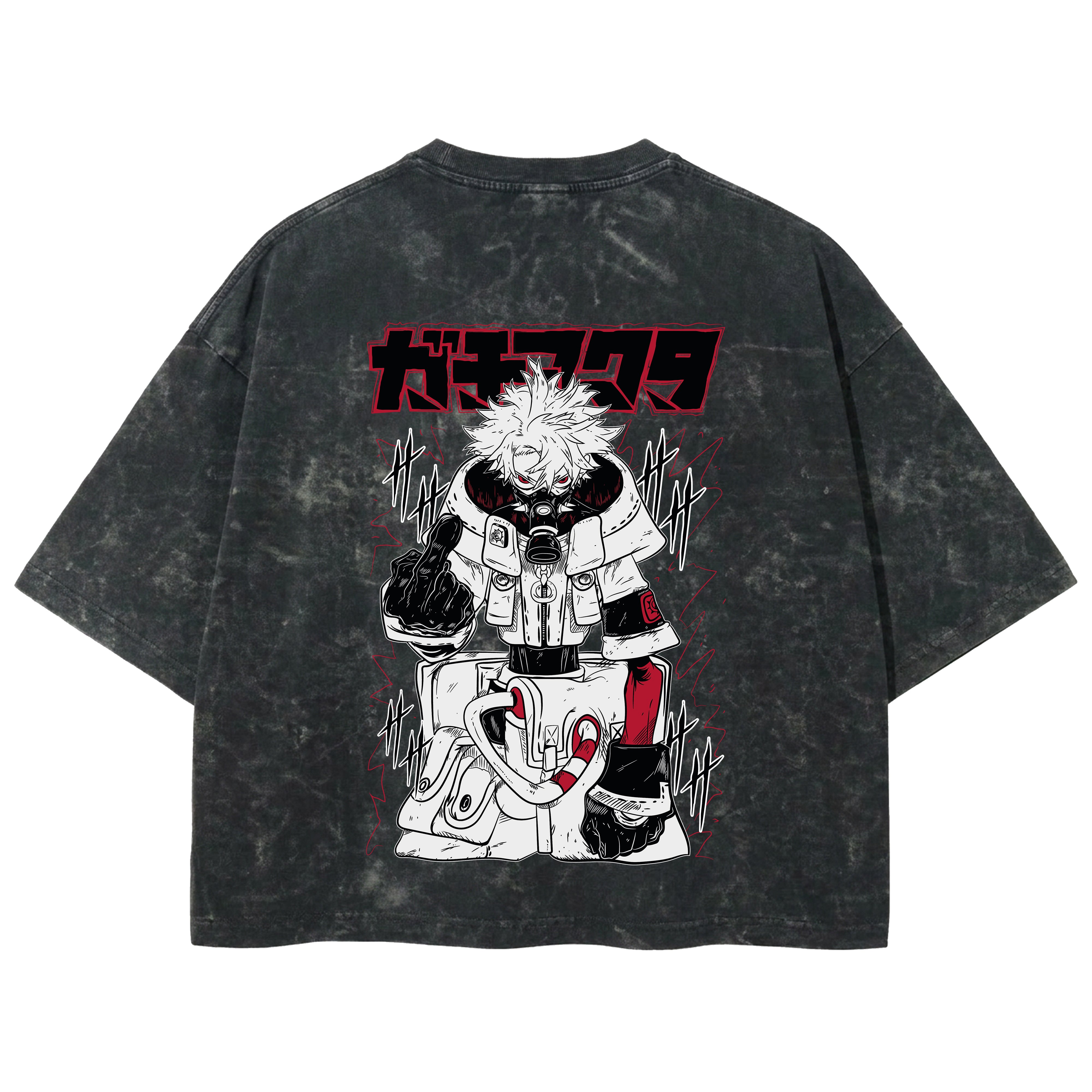Playera streetwear premium de anime y gaming ExtraLife MX, corte boxy deluxe mineral wash heavyweight en color Acid Wash, moda urbana mexicana de culto.