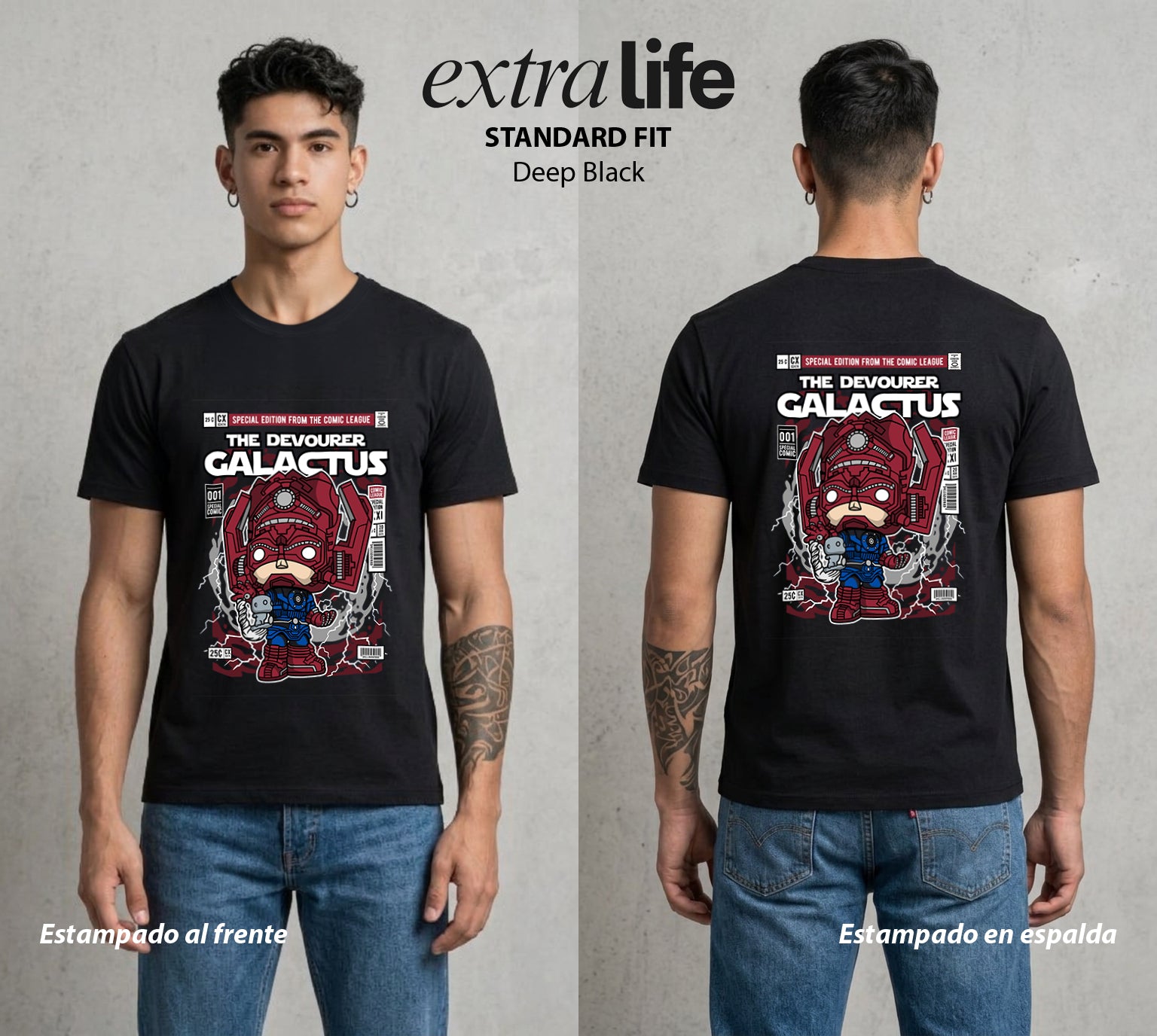 Los Simbiontes | El Devorador de Mundos #01514 - Playera Standard Fit | Deep Black - Foto en modelo