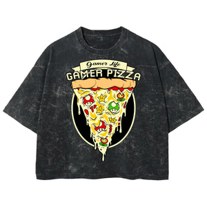 Playera streetwear premium de anime y gaming ExtraLife MX, corte boxy deluxe mineral wash heavyweight en color Acid Wash, moda urbana mexicana de culto.