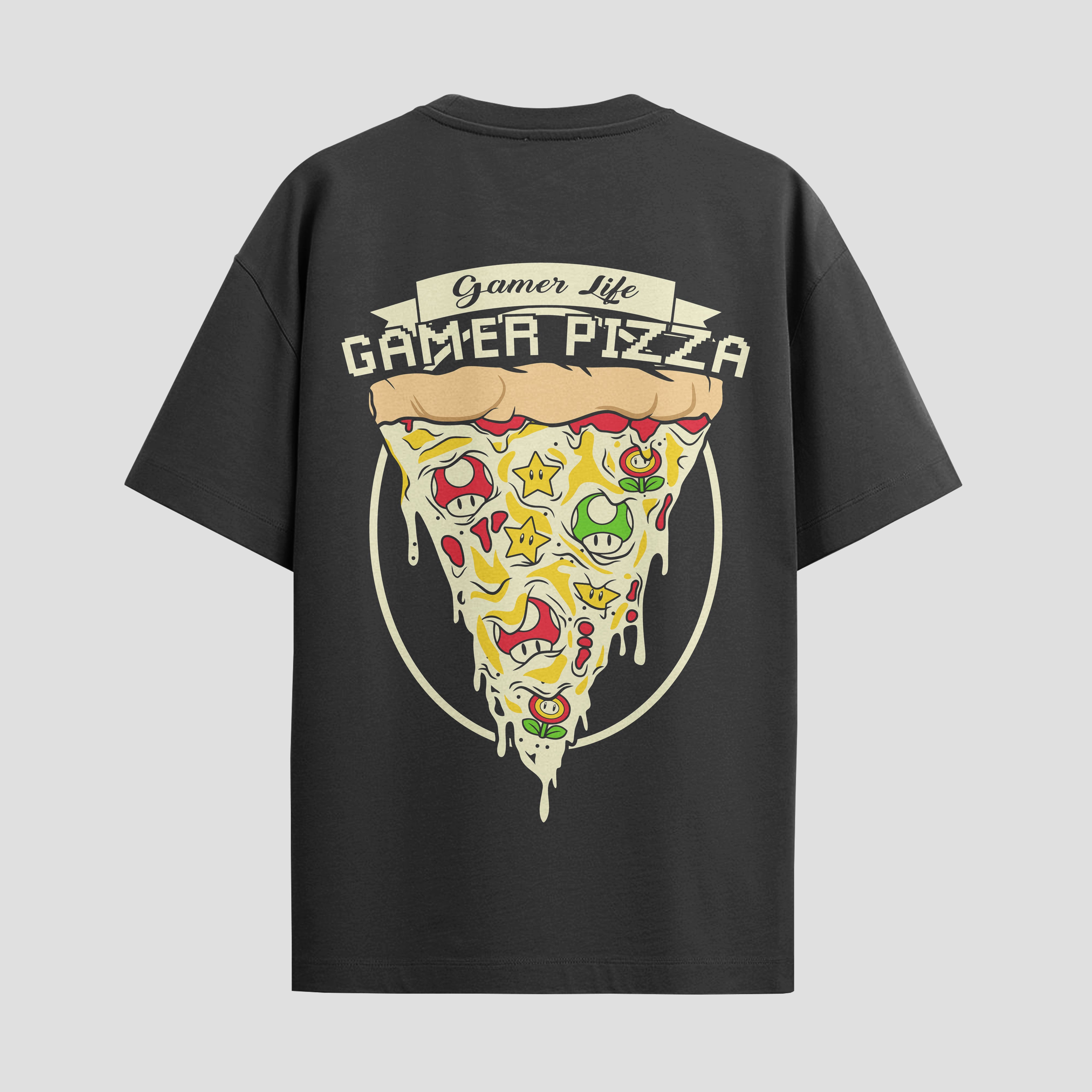 Playera urbana de anime y gaming ExtraLife MX, corte Standard Fit unisex ligero y transpirable en color Deep Black y Pure White, ropa de uso diario para gym y casual.
