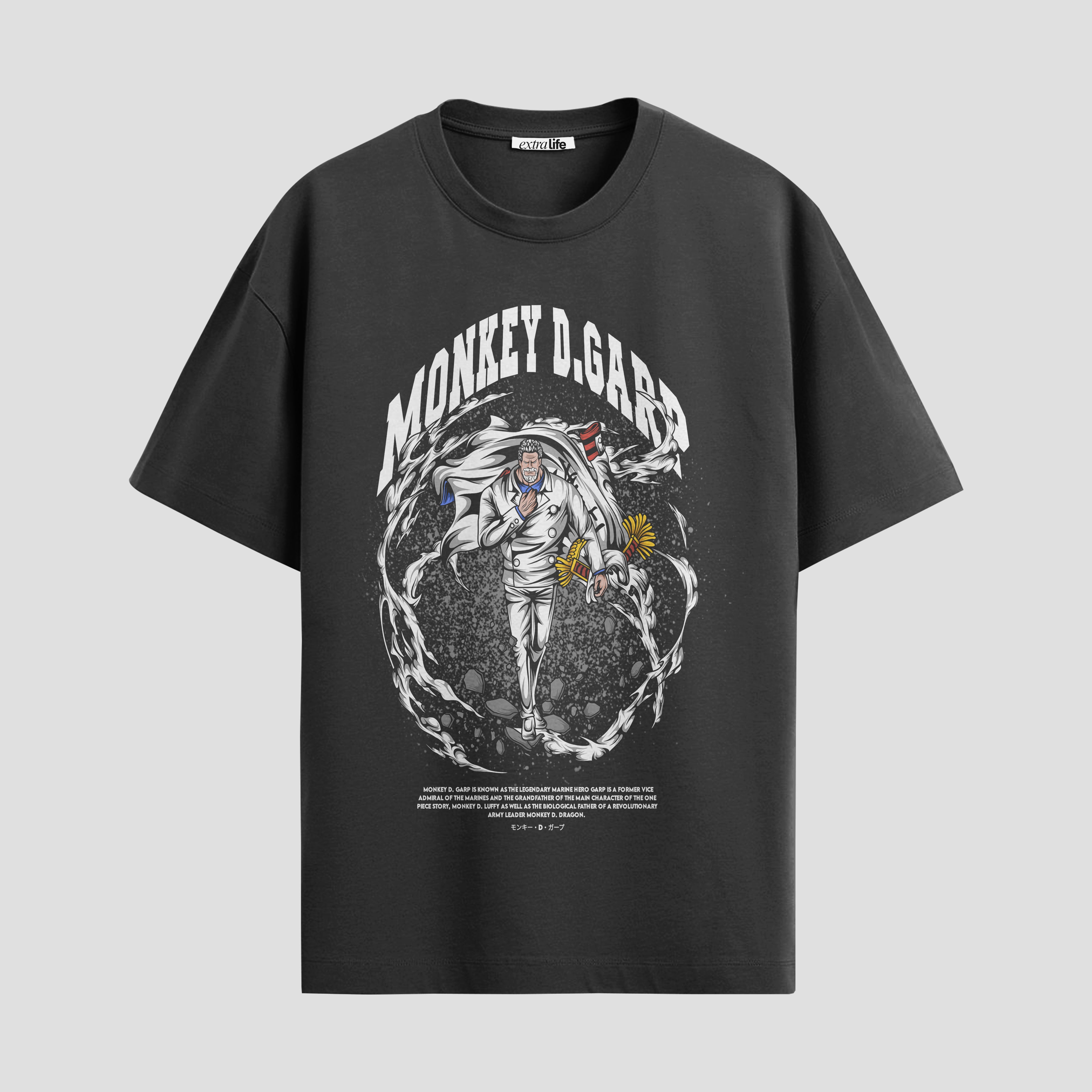 Playera urbana de anime y gaming ExtraLife MX, corte Standard Fit unisex ligero y transpirable en color Deep Black y Pure White, ropa de uso diario para gym y casual.