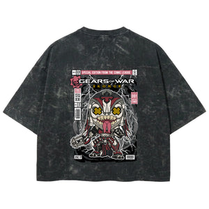 Playera streetwear premium de anime y gaming ExtraLife MX, corte boxy deluxe mineral wash heavyweight en color Acid Wash, moda urbana mexicana de culto.