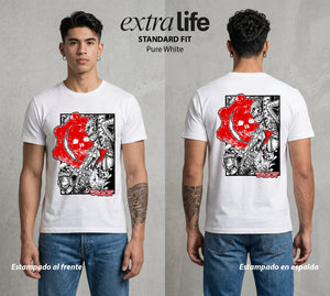 Engranajes de Batalla | Los Engranajes de Batalla #01521 - Playera Standard Fit | Pure White - Foto en modelo