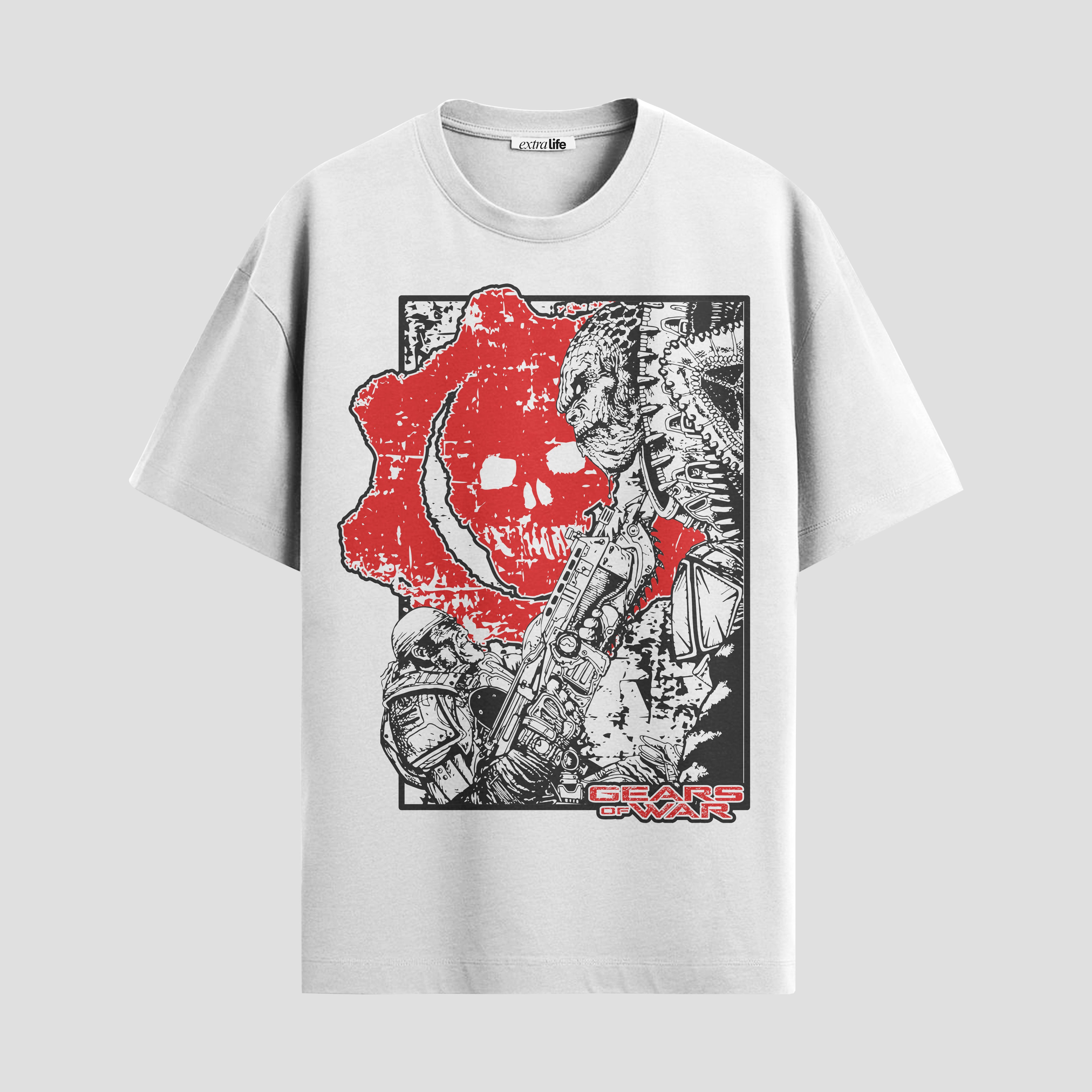 Playera urbana de anime y gaming ExtraLife MX, corte Standard Fit unisex ligero y transpirable en color Deep Black y Pure White, ropa de uso diario para gym y casual.