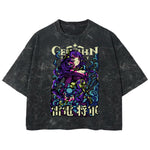 Playera streetwear premium de anime y gaming ExtraLife MX, corte boxy deluxe mineral wash heavyweight en color Acid Wash, moda urbana mexicana de culto.