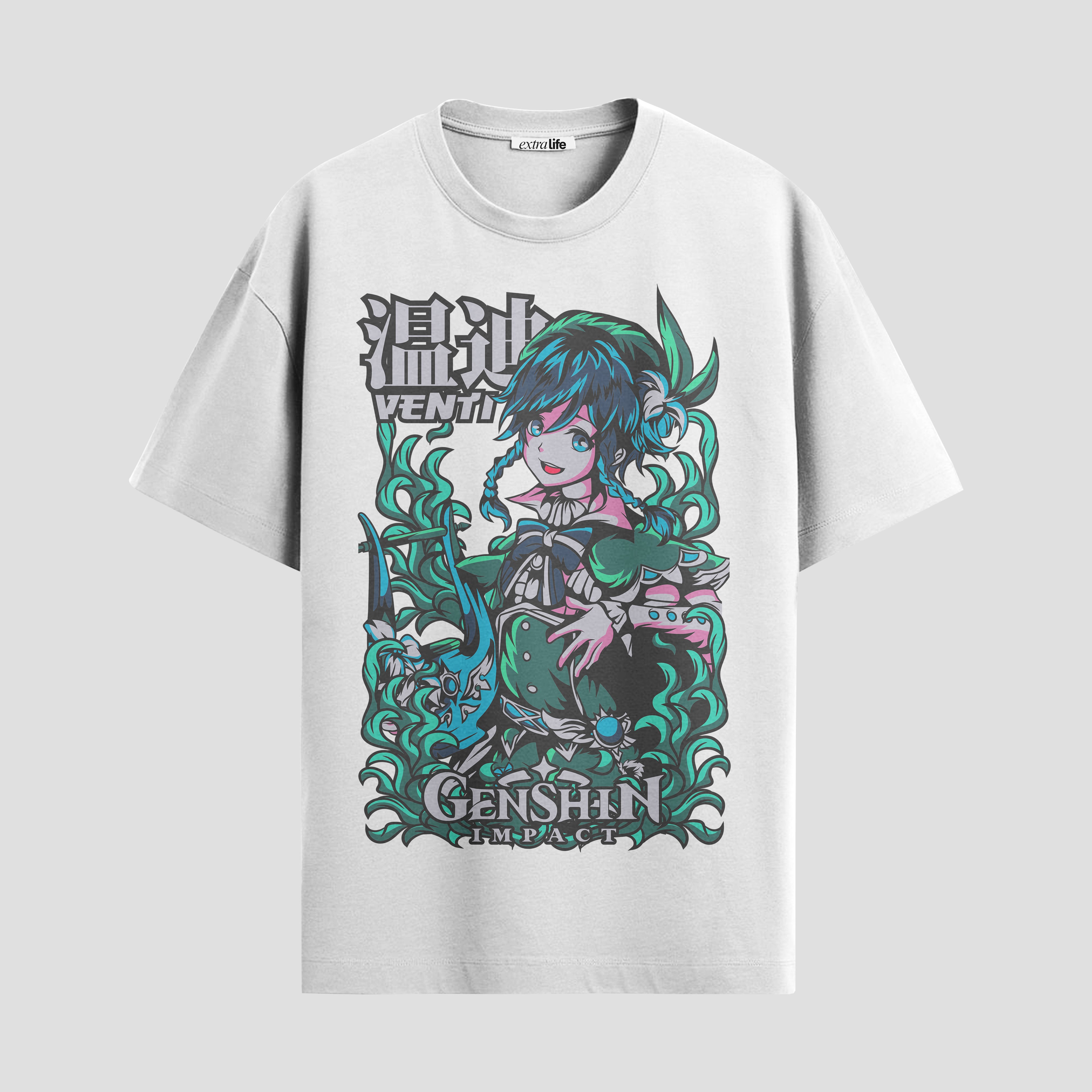 Playera urbana de anime y gaming ExtraLife MX, corte Standard Fit unisex ligero y transpirable en color Deep Black y Pure White, ropa de uso diario para gym y casual.