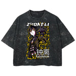 Playera streetwear premium de anime y gaming ExtraLife MX, corte boxy deluxe mineral wash heavyweight en color Acid Wash, moda urbana mexicana de culto.
