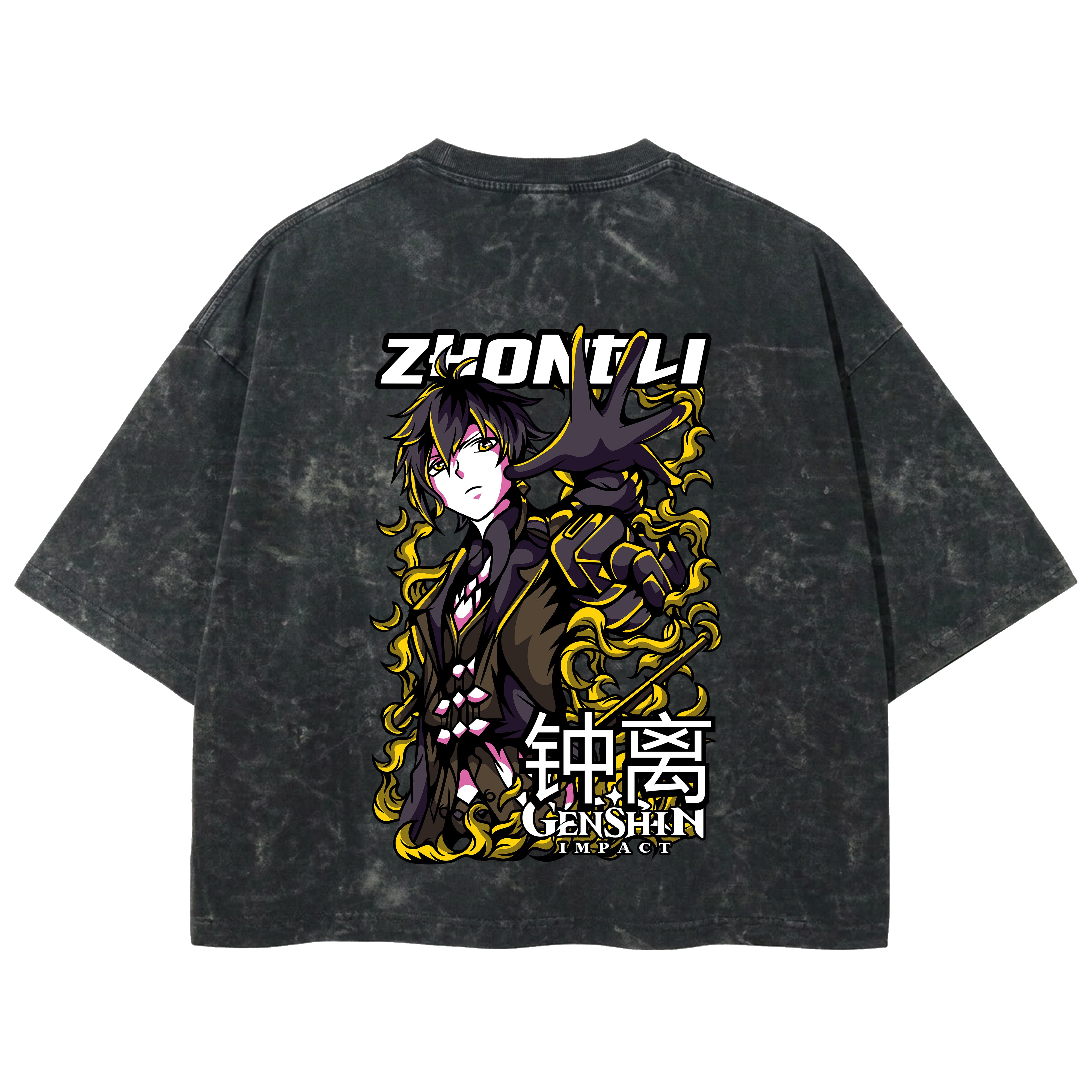 Playera streetwear premium de anime y gaming ExtraLife MX, corte boxy deluxe mineral wash heavyweight en color Acid Wash, moda urbana mexicana de culto.