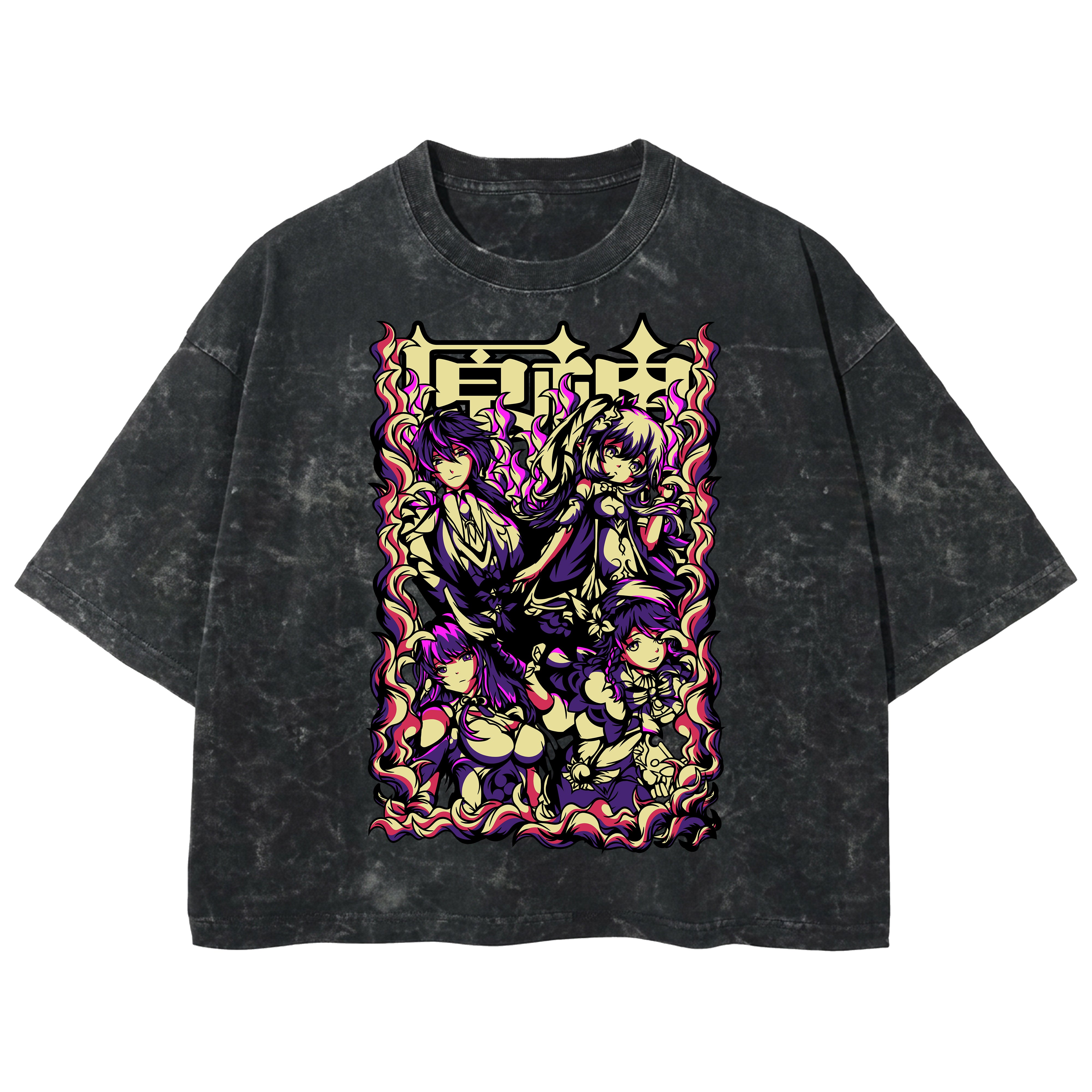Playera streetwear premium de anime y gaming ExtraLife MX, corte boxy deluxe mineral wash heavyweight en color Acid Wash, moda urbana mexicana de culto.