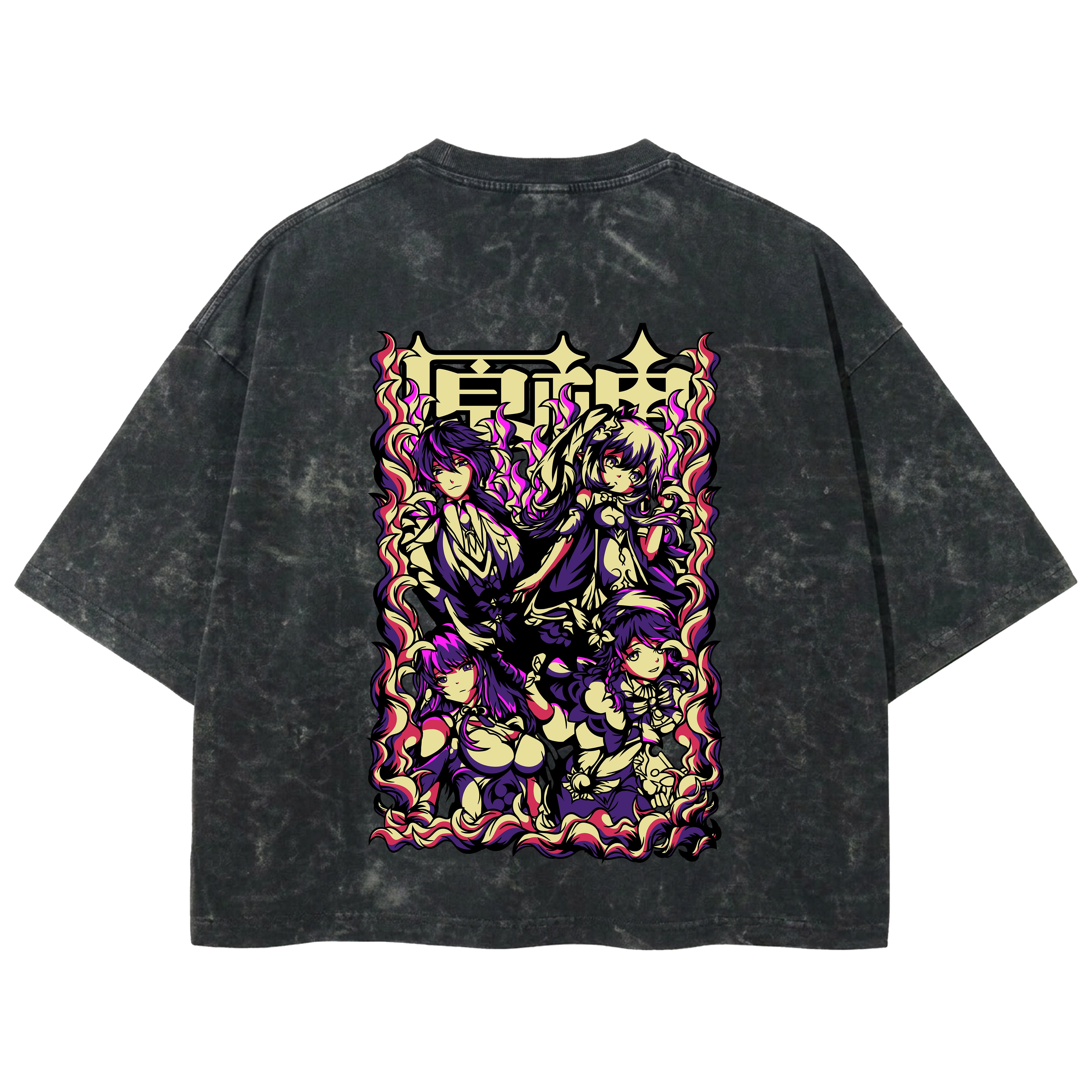Playera streetwear premium de anime y gaming ExtraLife MX, corte boxy deluxe mineral wash heavyweight en color Acid Wash, moda urbana mexicana de culto.