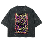 Playera streetwear premium de anime y gaming ExtraLife MX, corte boxy deluxe mineral wash heavyweight en color Acid Wash, moda urbana mexicana de culto.