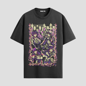 Playera urbana de anime y gaming ExtraLife MX, corte Standard Fit unisex ligero y transpirable en color Deep Black y Pure White, ropa de uso diario para gym y casual.