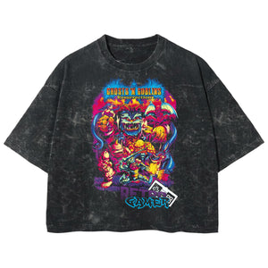 Playera streetwear premium de anime y gaming ExtraLife MX, corte boxy deluxe mineral wash heavyweight en color Acid Wash, moda urbana mexicana de culto.