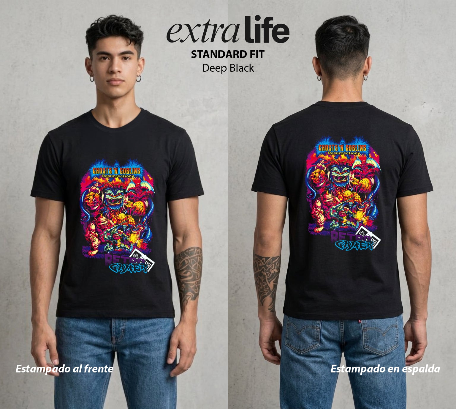 Las Ranas de Combate | El Caballero del Infierno #01527 - Playera Standard Fit | Deep Black - Foto en modelo