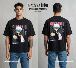 El Samurai sin Trabajo | El Perm del Caos #01534 - Playera Oversized Premium | Deep Black - Foto en modelo