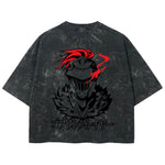 Playera streetwear premium de anime y gaming ExtraLife MX, corte boxy deluxe mineral wash heavyweight en color Acid Wash, moda urbana mexicana de culto.