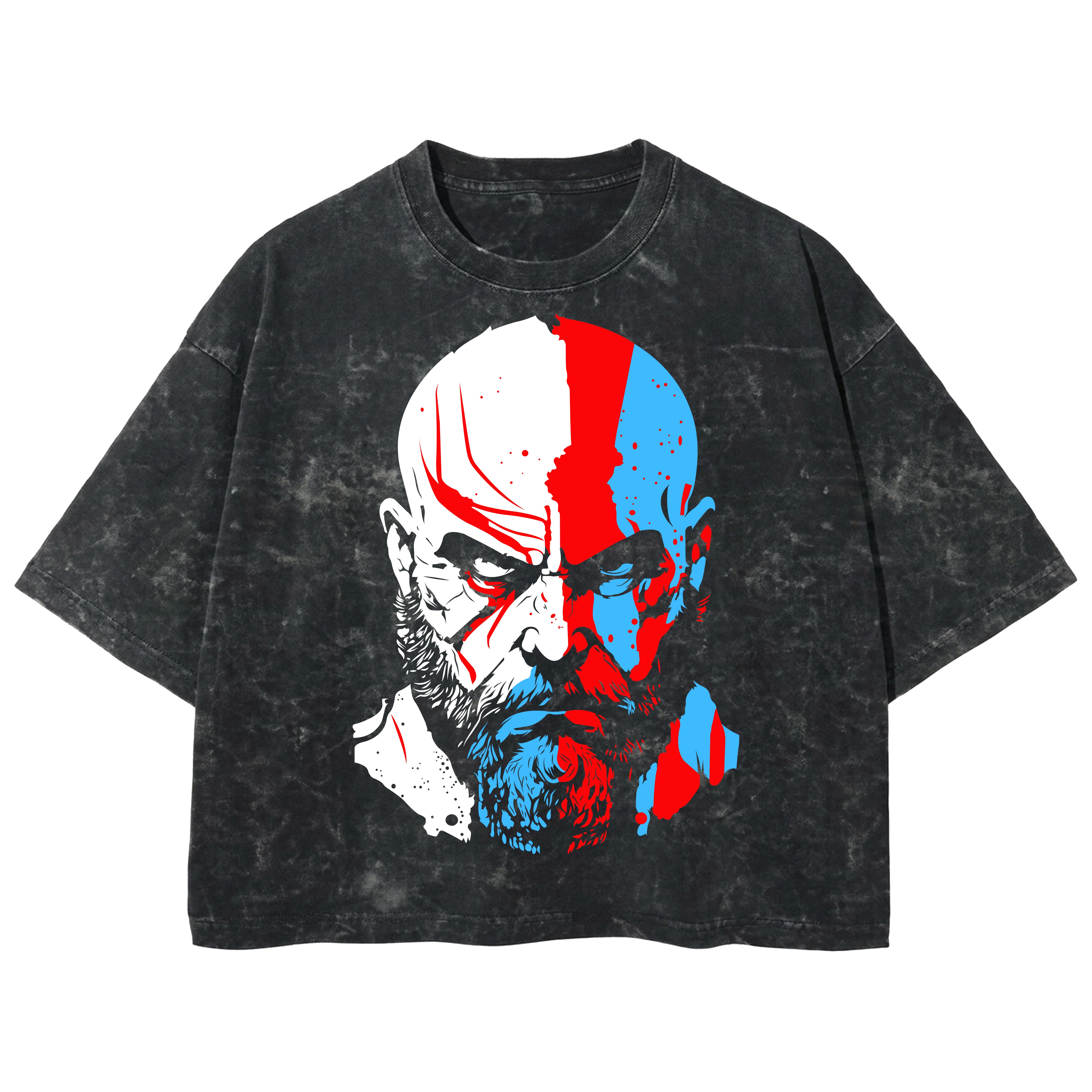 Playera streetwear premium de anime y gaming ExtraLife MX, corte boxy deluxe mineral wash heavyweight en color Acid Wash, moda urbana mexicana de culto.