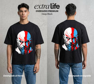 La Colera de los Dioses | El Fantasma de Esparta #01537 - Playera Oversized Premium | Deep Black - Foto en modelo