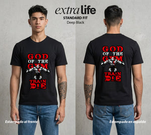 La Colera de los Dioses | El Fantasma de Esparta en el Gym #01539 - Playera Standard Fit | Deep Black - Foto en modelo