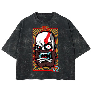 Playera streetwear premium de anime y gaming ExtraLife MX, corte boxy deluxe mineral wash heavyweight en color Acid Wash, moda urbana mexicana de culto.