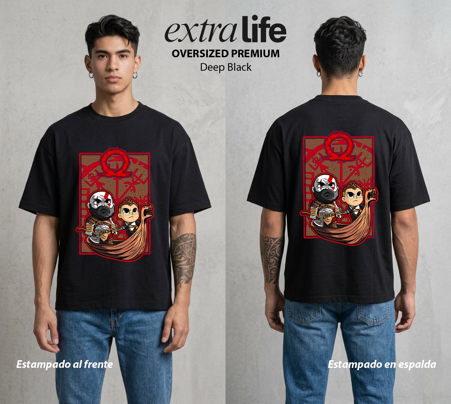 La Colera de los Dioses | La Ira de los Dioses #01541 - Playera Oversized Premium | Deep Black - Foto en modelo