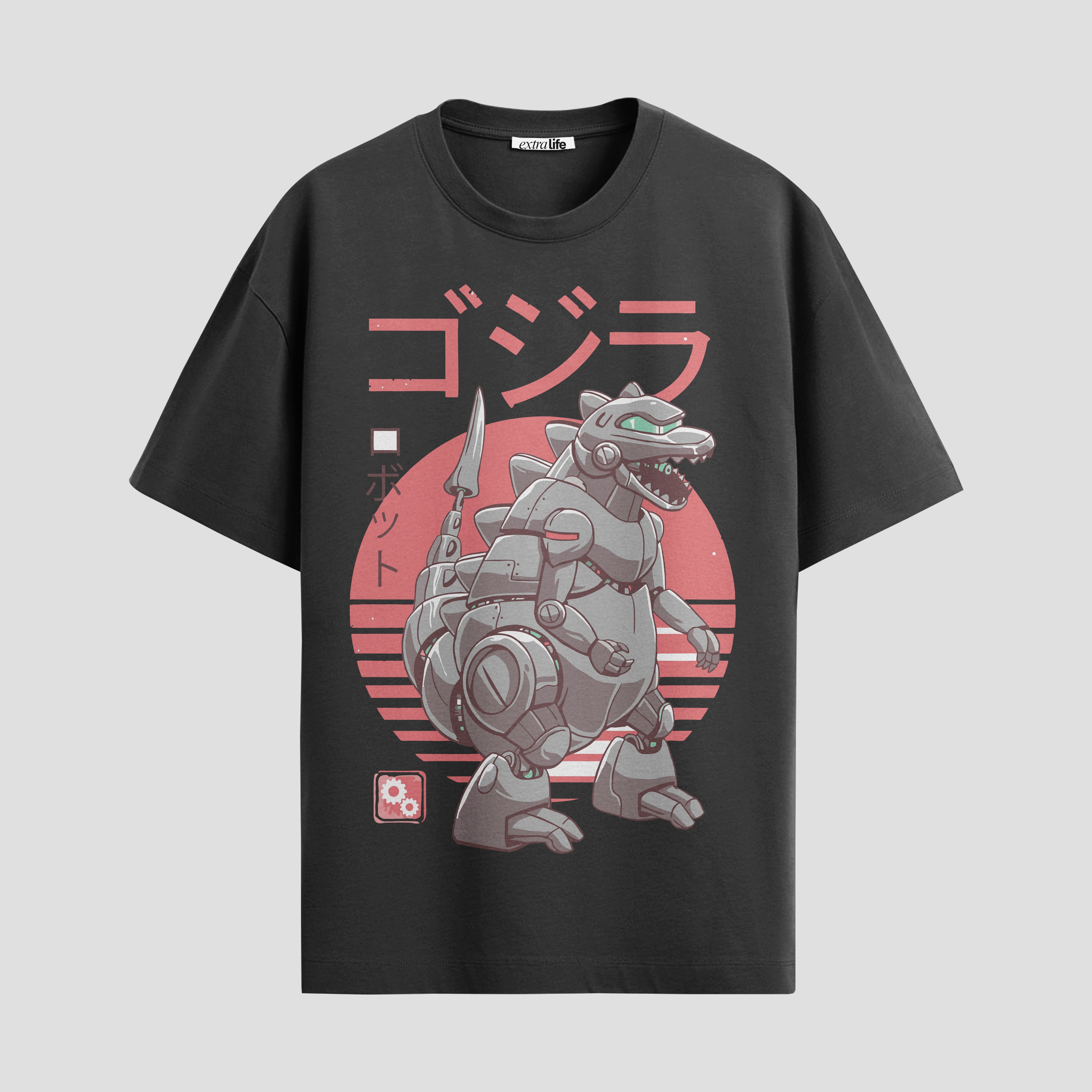 Playera urbana de anime y gaming ExtraLife MX, corte Standard Fit unisex ligero y transpirable en color Deep Black y Pure White, ropa de uso diario para gym y casual.