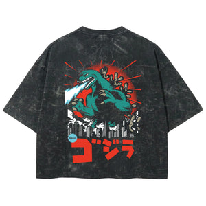 Playera streetwear premium de anime y gaming ExtraLife MX, corte boxy deluxe mineral wash heavyweight en color Acid Wash, moda urbana mexicana de culto.
