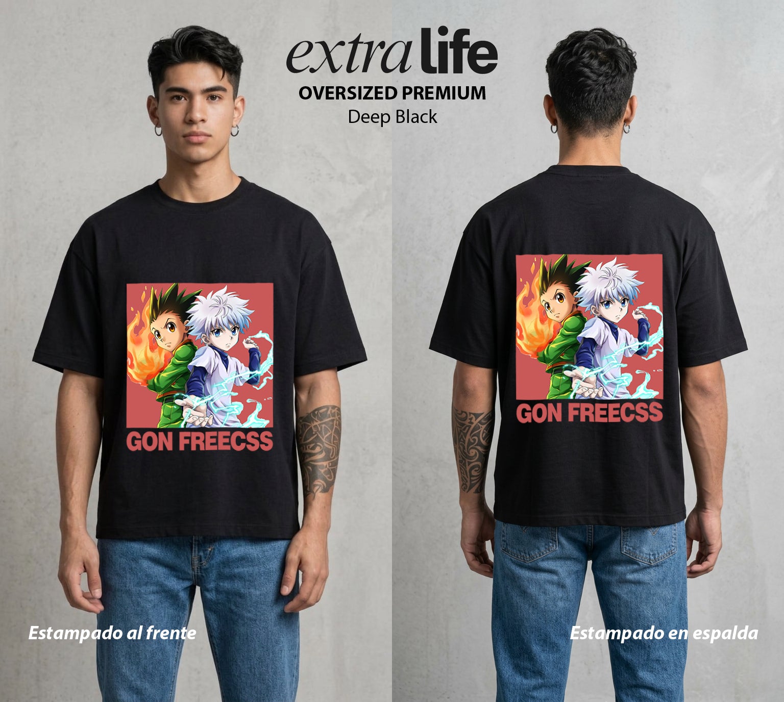 La Prueba del Cazador | La Alegria del Cazador #01547 - Playera Oversized Premium | Deep Black - Foto en modelo