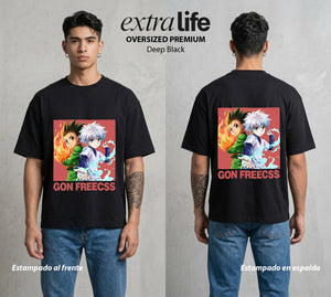 La Prueba del Cazador | La Alegria del Cazador #01547 - Playera Oversized Premium | Deep Black - Foto en modelo