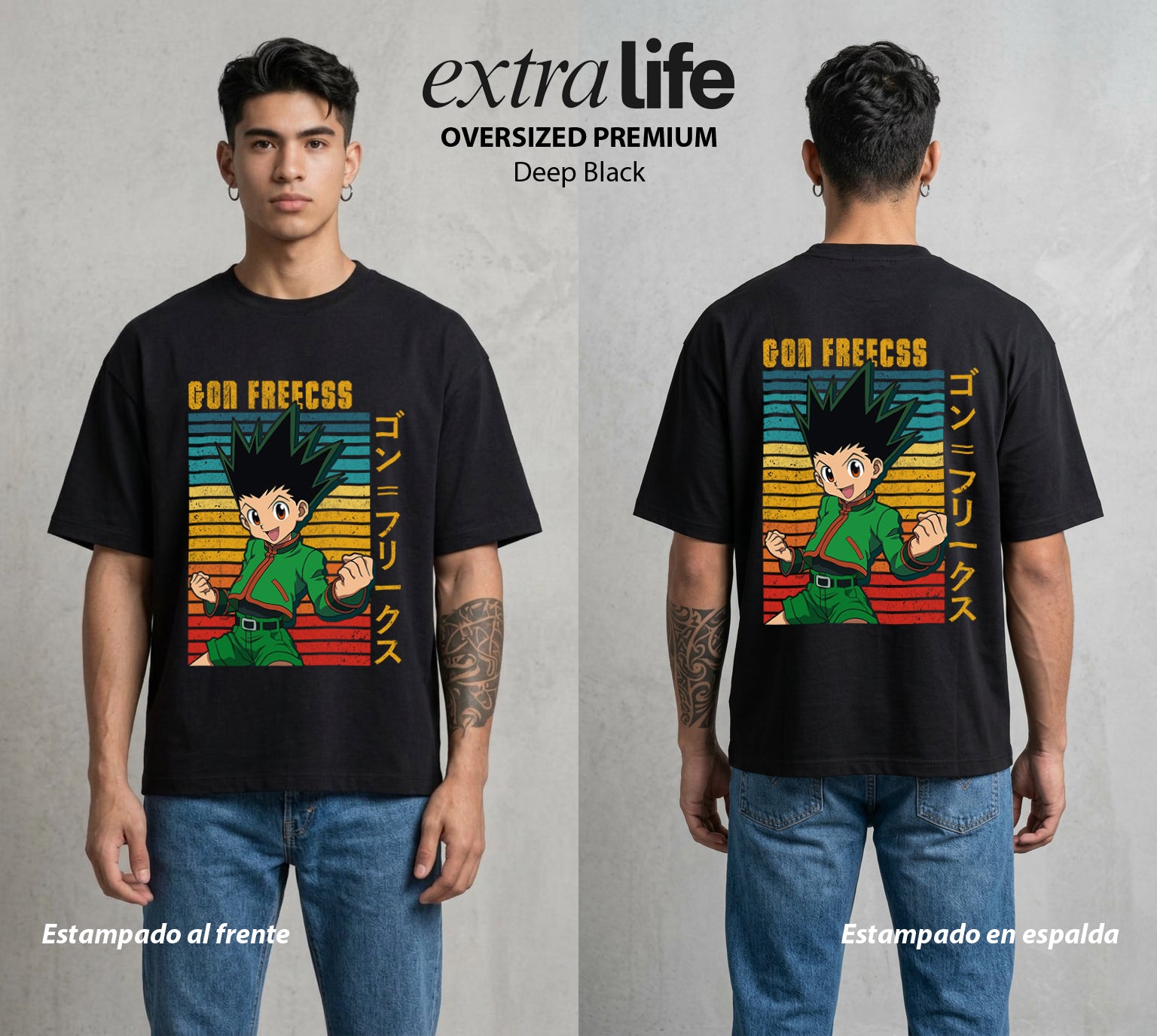 La Prueba del Cazador | El Niño de la Isla #01548 - Playera Oversized Premium | Deep Black - Foto en modelo