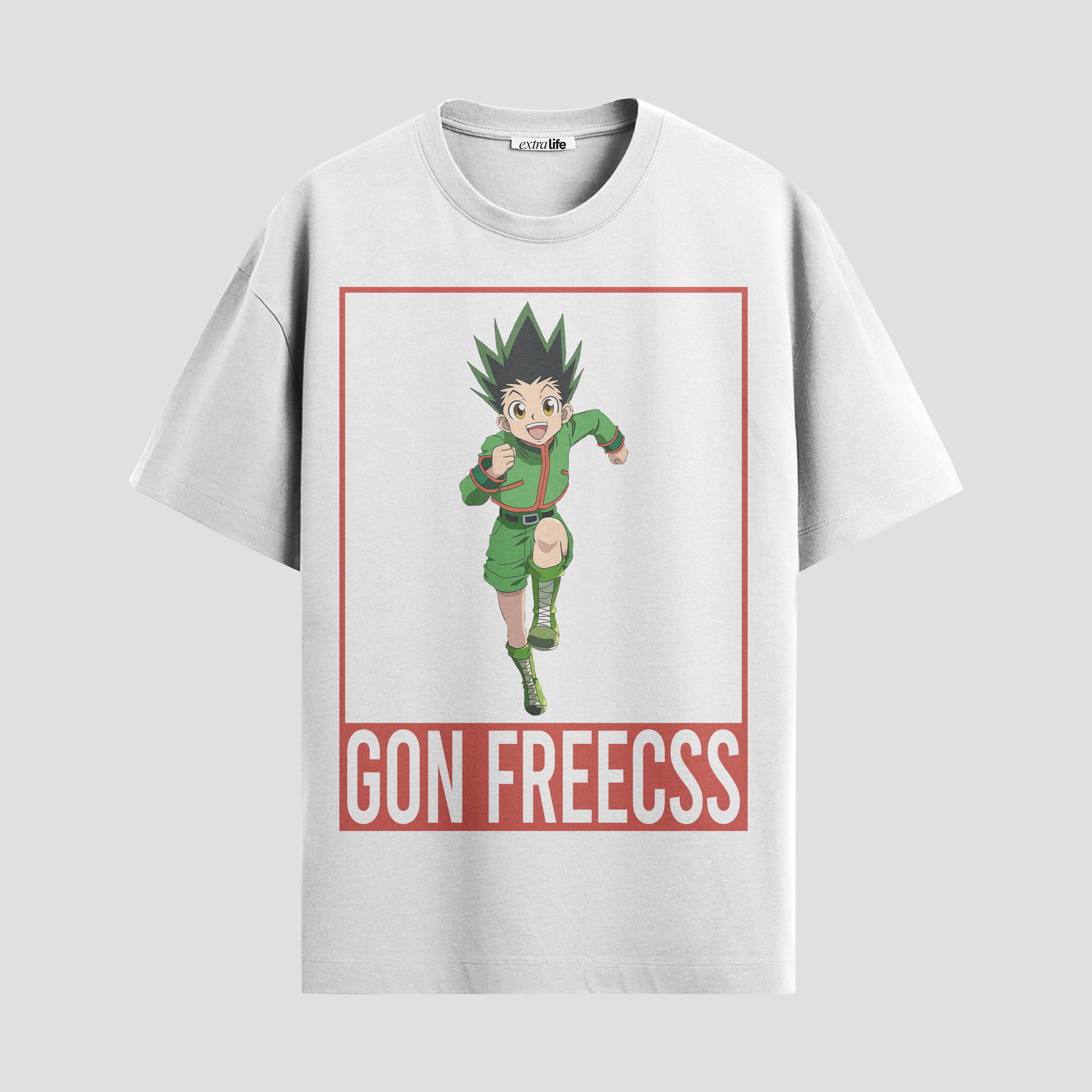 Playera urbana de anime y gaming ExtraLife MX, corte Standard Fit unisex ligero y transpirable en color Deep Black y Pure White, ropa de uso diario para gym y casual.
