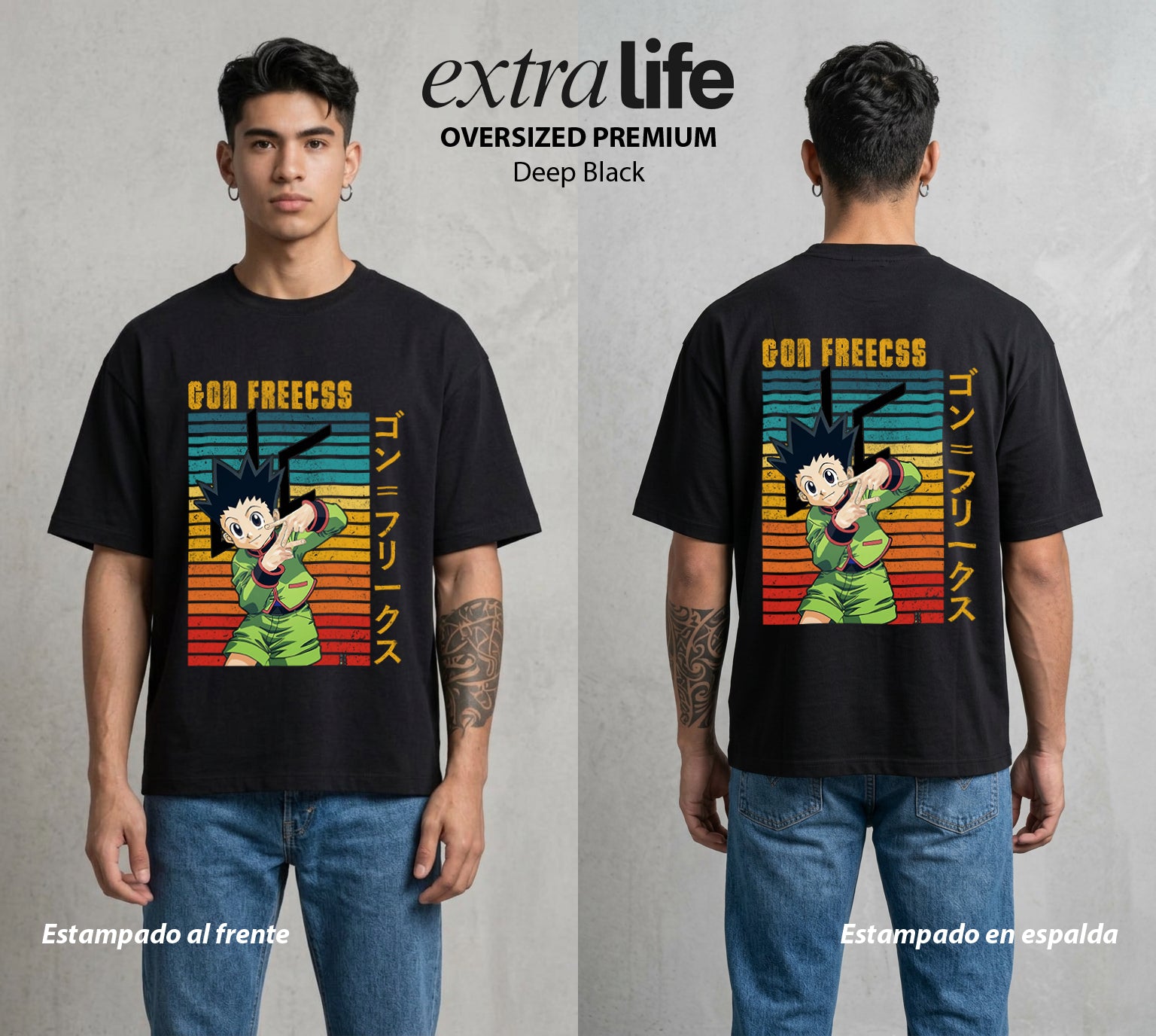 La Prueba del Cazador | El Cazador Natural #01550 - Playera Oversized Premium | Deep Black - Foto en modelo