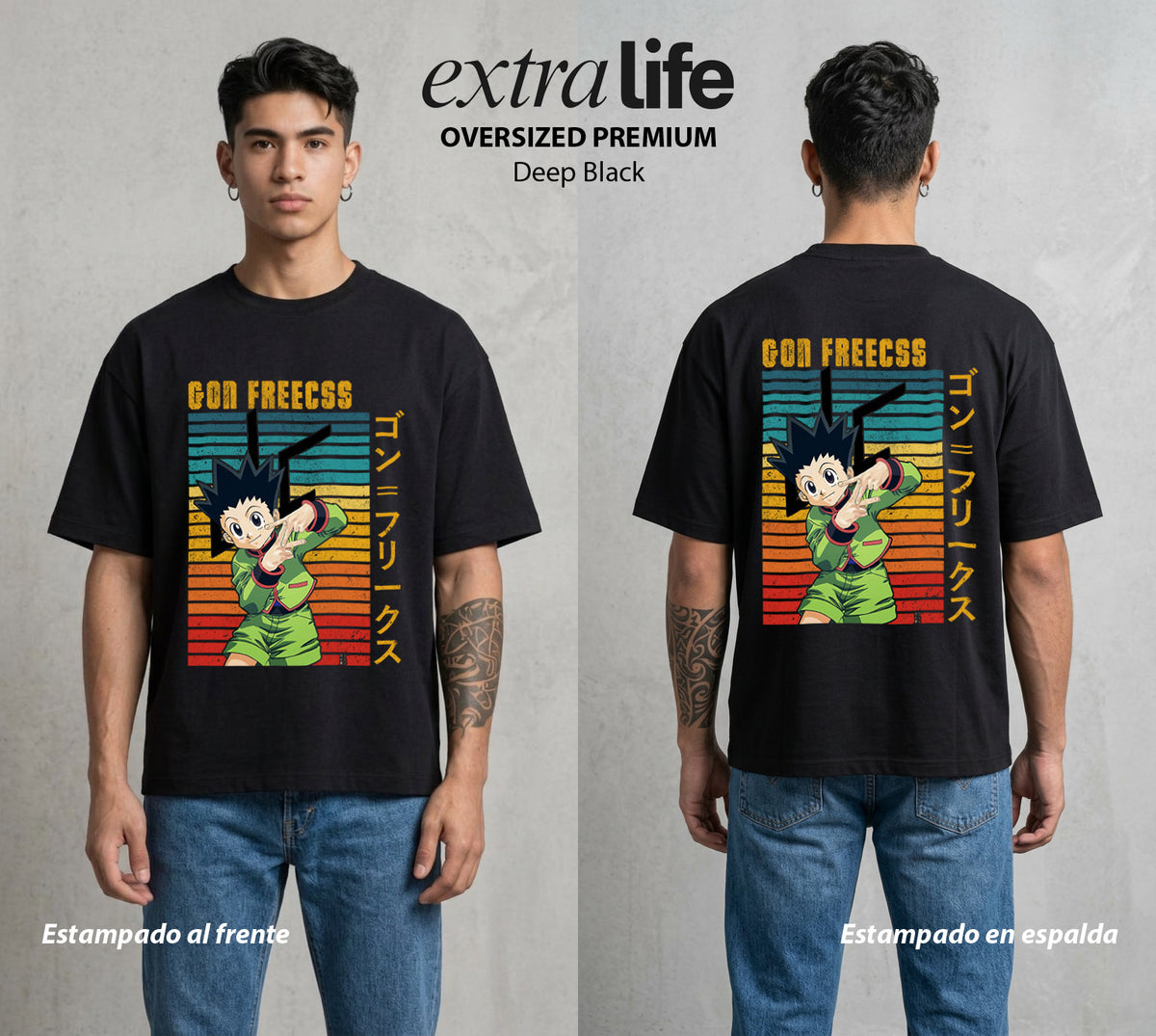 La Prueba del Cazador | El Cazador Natural #01550 - Playera Oversized Premium | Deep Black - Foto en modelo