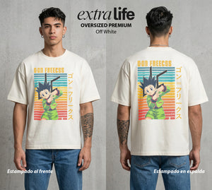 La Prueba del Cazador | El Cazador Natural #01550 - Playera Oversized Premium | Off White - Foto en modelo