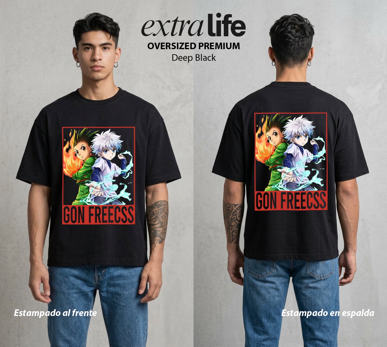 La Prueba del Cazador | El Niño de la Isla #01554 - Playera Oversized Premium | Deep Black - Foto en modelo