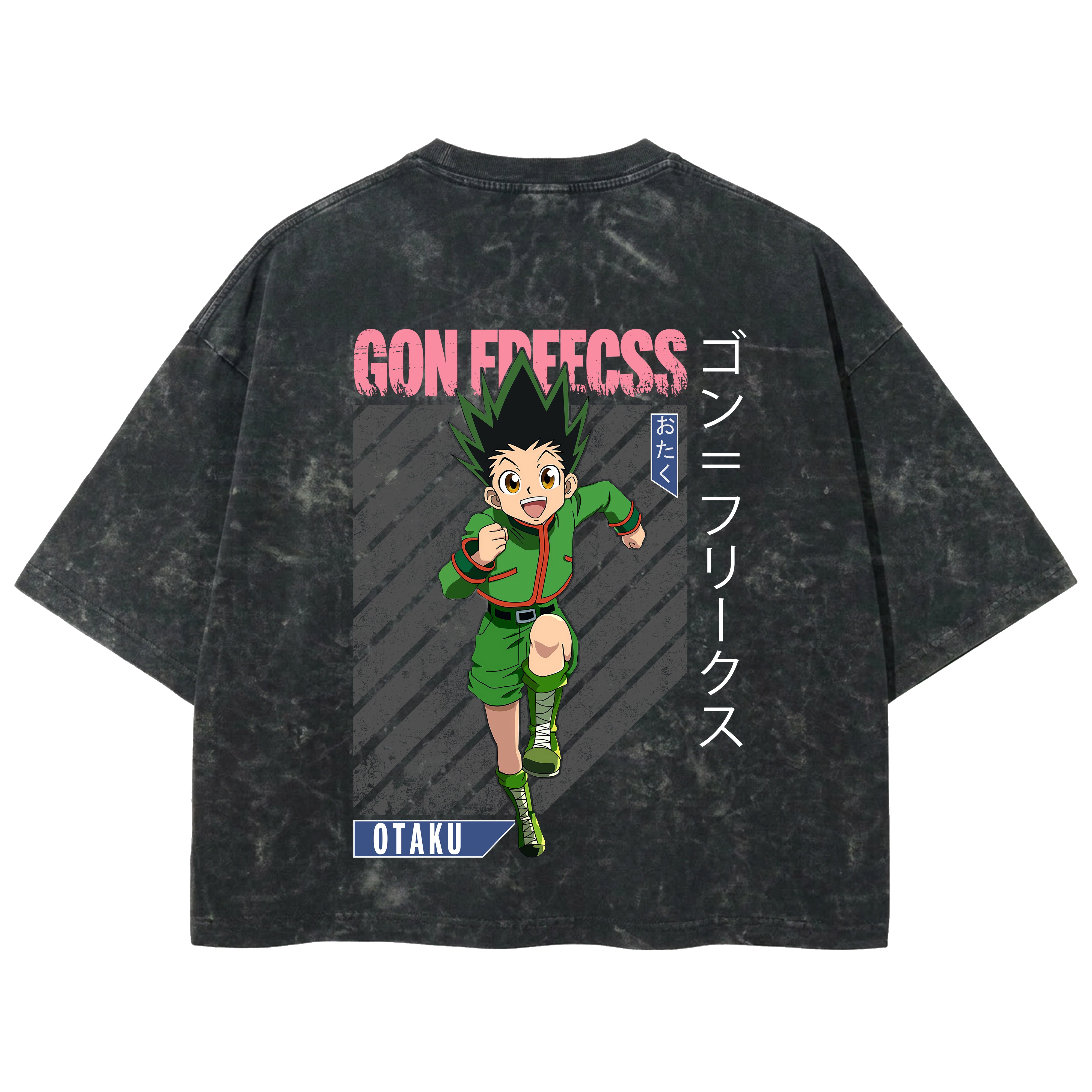 Playera streetwear premium de anime y gaming ExtraLife MX, corte boxy deluxe mineral wash heavyweight en color Acid Wash, moda urbana mexicana de culto.
