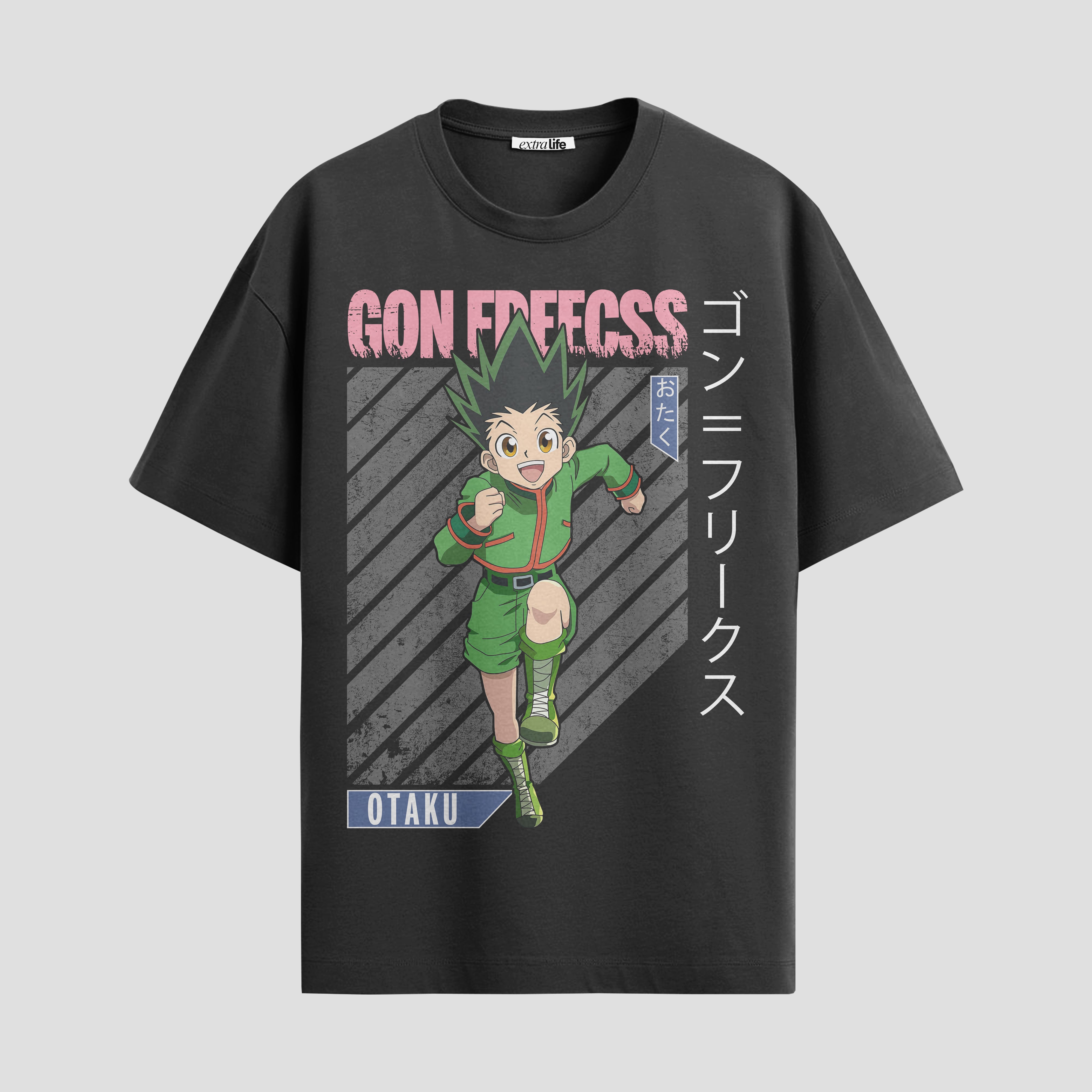Playera urbana de anime y gaming ExtraLife MX, corte Standard Fit unisex ligero y transpirable en color Deep Black y Pure White, ropa de uso diario para gym y casual.