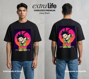 La Prueba del Cazador | La Alegria del Cazador #01559 - Playera Oversized Premium | Deep Black - Foto en modelo