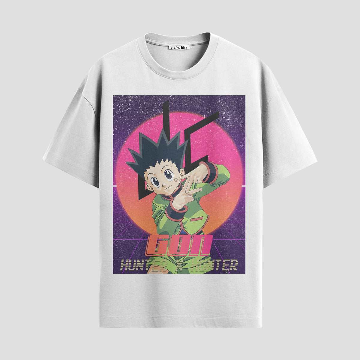 Playera urbana de anime y gaming ExtraLife MX, corte Classic Premium unisex ligero y transpirable en color Deep Black y Pure White, ropa de uso diario para gym y casual.