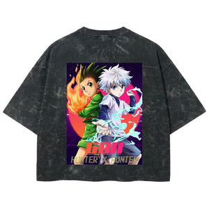 Playera streetwear premium de anime y gaming ExtraLife MX, corte boxy deluxe mineral wash heavyweight en color Acid Wash, moda urbana mexicana de culto.