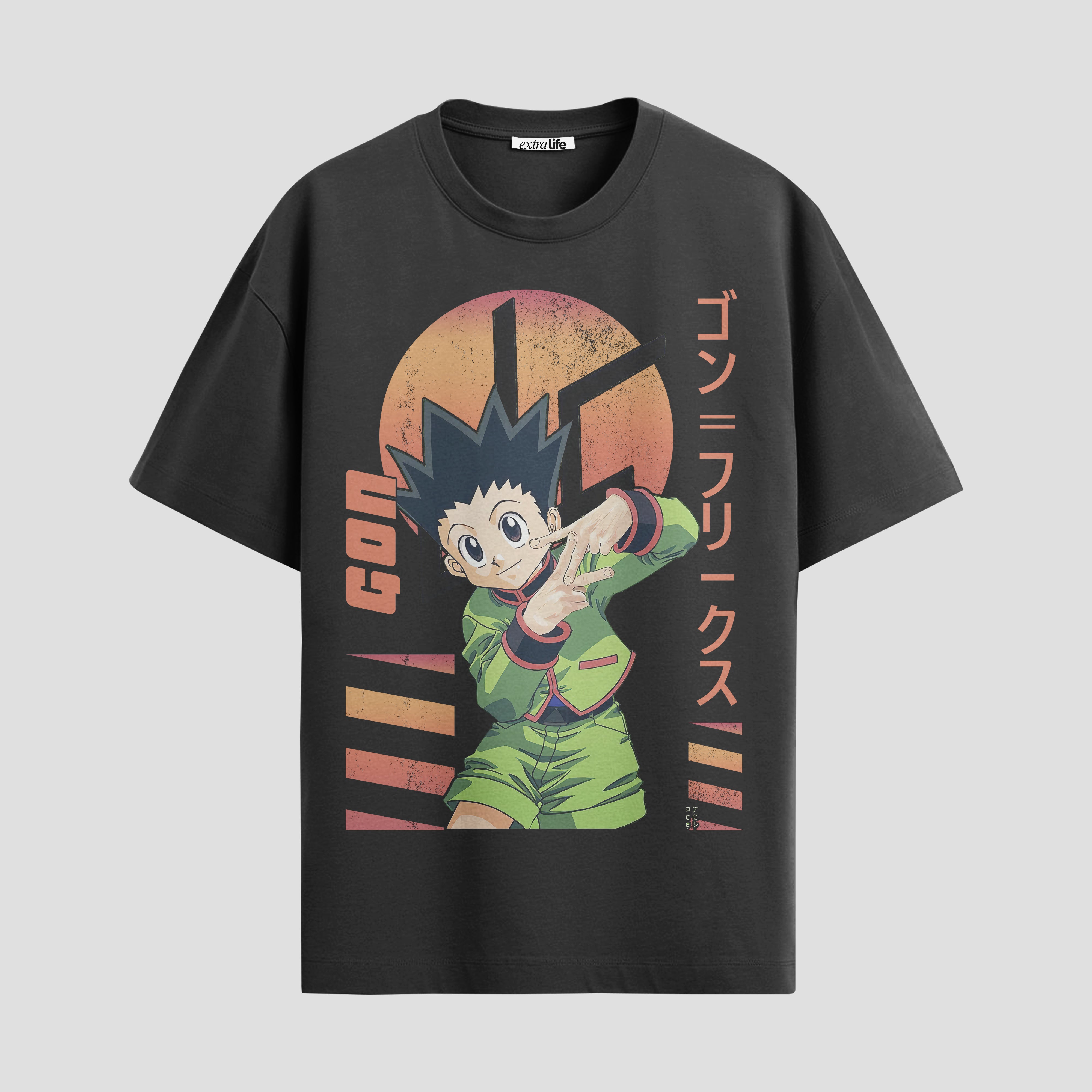 Playera urbana de anime y gaming ExtraLife MX, corte Standard Fit unisex ligero y transpirable en color Deep Black y Pure White, ropa de uso diario para gym y casual.