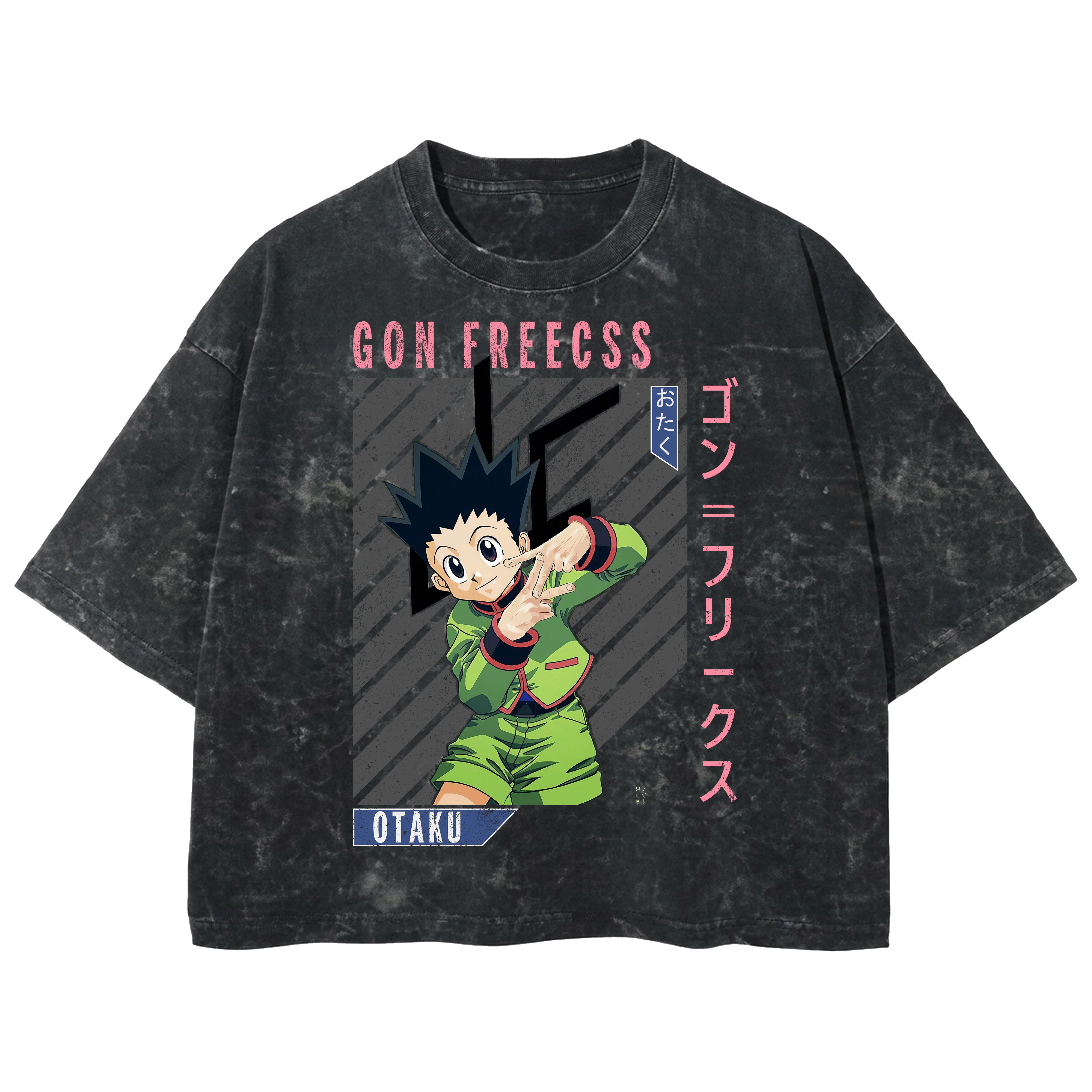 Playera streetwear premium de anime y gaming ExtraLife MX, corte boxy deluxe mineral wash heavyweight en color Acid Wash, moda urbana mexicana de culto.