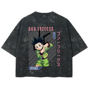 Playera streetwear premium de anime y gaming ExtraLife MX, corte boxy deluxe mineral wash heavyweight en color Acid Wash, moda urbana mexicana de culto.