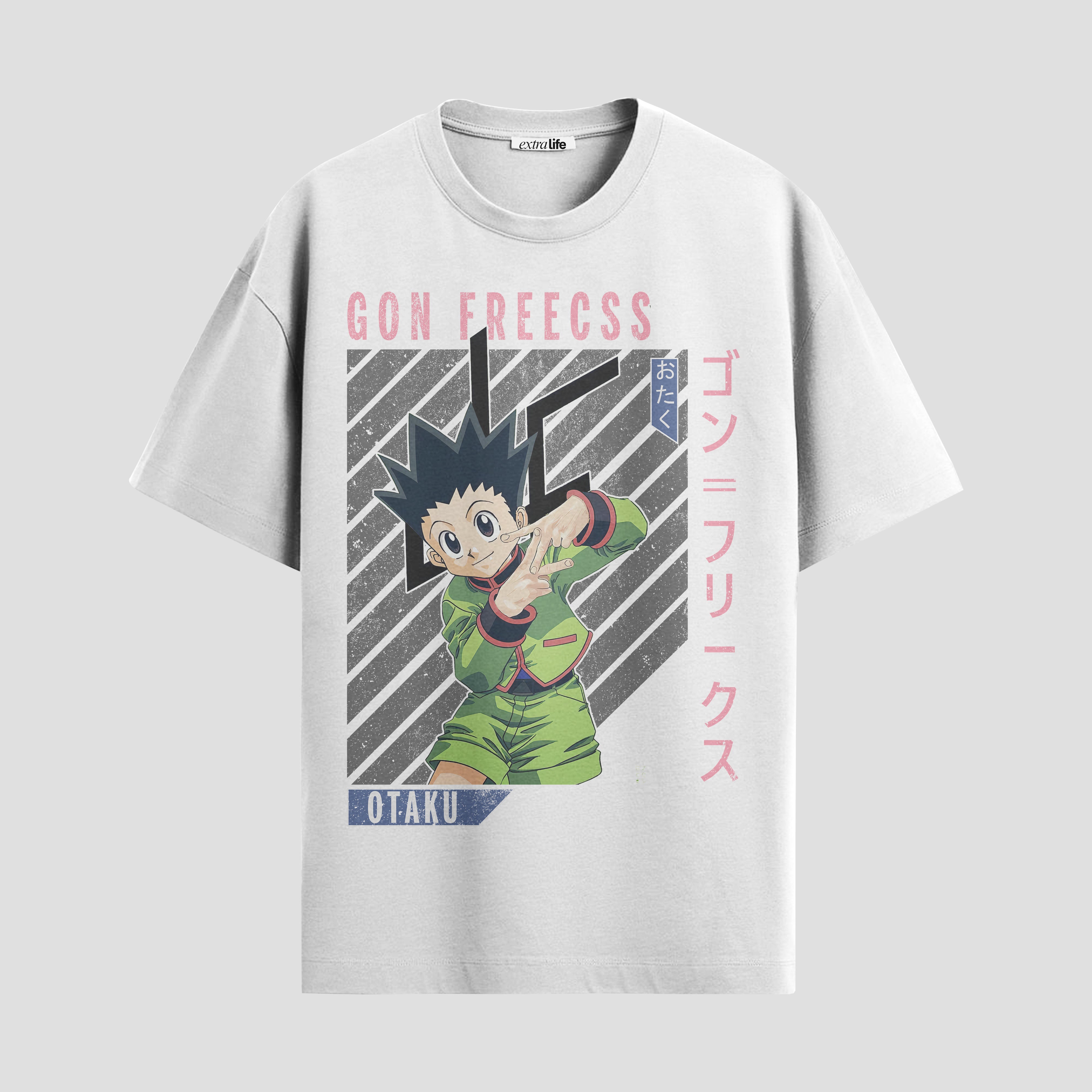 Playera urbana de anime y gaming ExtraLife MX, corte Standard Fit unisex ligero y transpirable en color Deep Black y Pure White, ropa de uso diario para gym y casual.