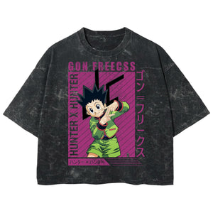 Playera streetwear premium de anime y gaming ExtraLife MX, corte boxy deluxe mineral wash heavyweight en color Acid Wash, moda urbana mexicana de culto.