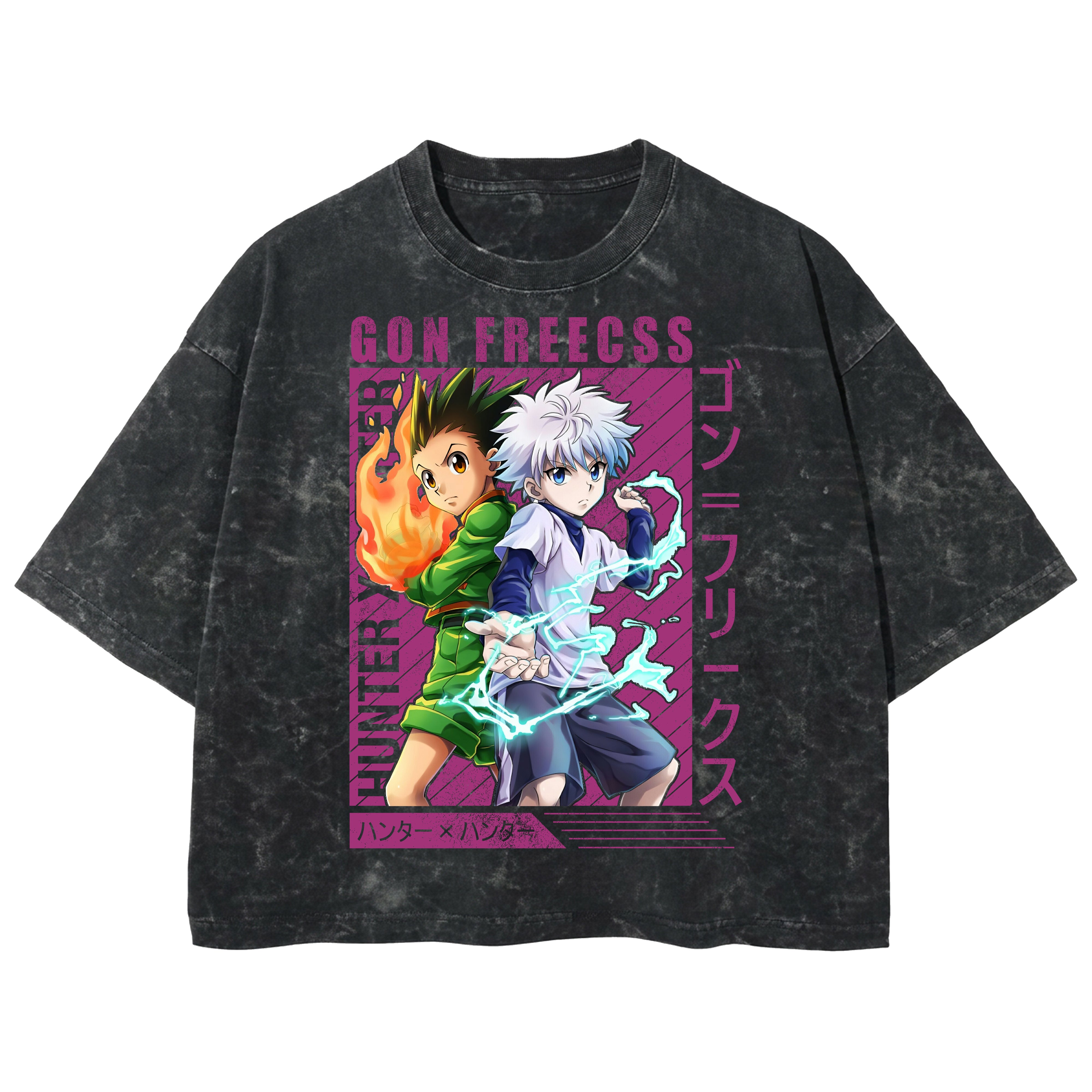 Playera streetwear premium de anime y gaming ExtraLife MX, corte boxy deluxe mineral wash heavyweight en color Acid Wash, moda urbana mexicana de culto.