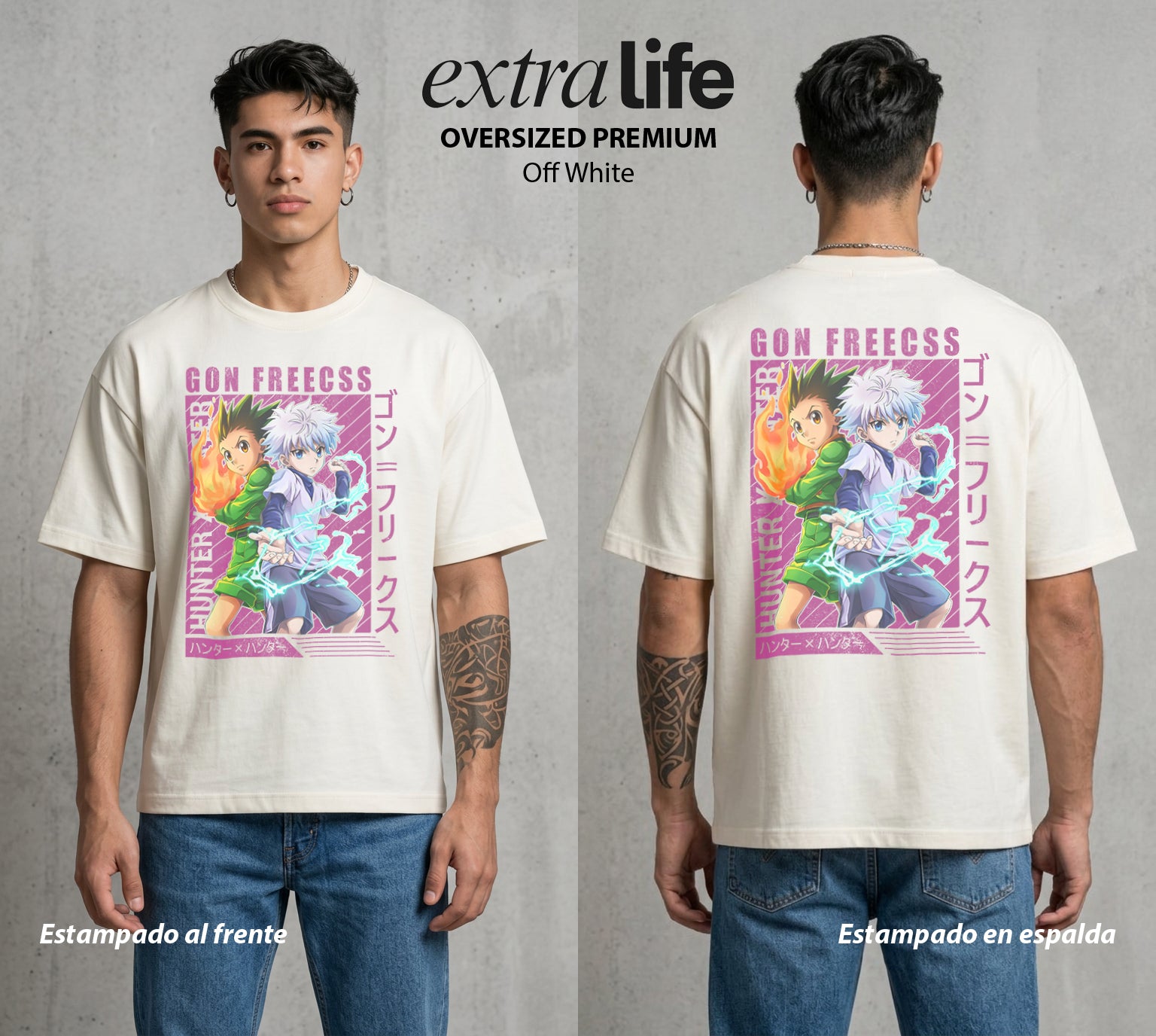 La Prueba del Cazador | El Nen de la Alegria #01564 - Playera Oversized Premium | Off White - Foto en modelo