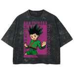 Playera streetwear premium de anime y gaming ExtraLife MX, corte boxy deluxe mineral wash heavyweight en color Acid Wash, moda urbana mexicana de culto.