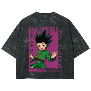 Playera streetwear premium de anime y gaming ExtraLife MX, corte boxy deluxe mineral wash heavyweight en color Acid Wash, moda urbana mexicana de culto.