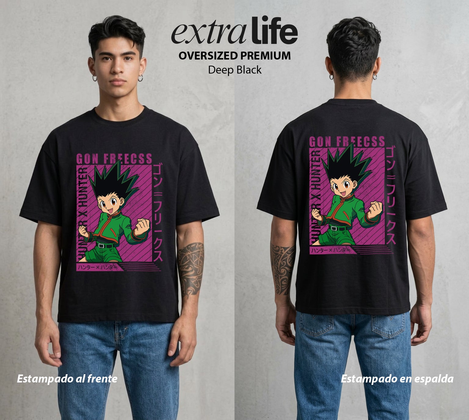 La Prueba del Cazador | La Alegria del Cazador #01565 - Playera Oversized Premium | Deep Black - Foto en modelo